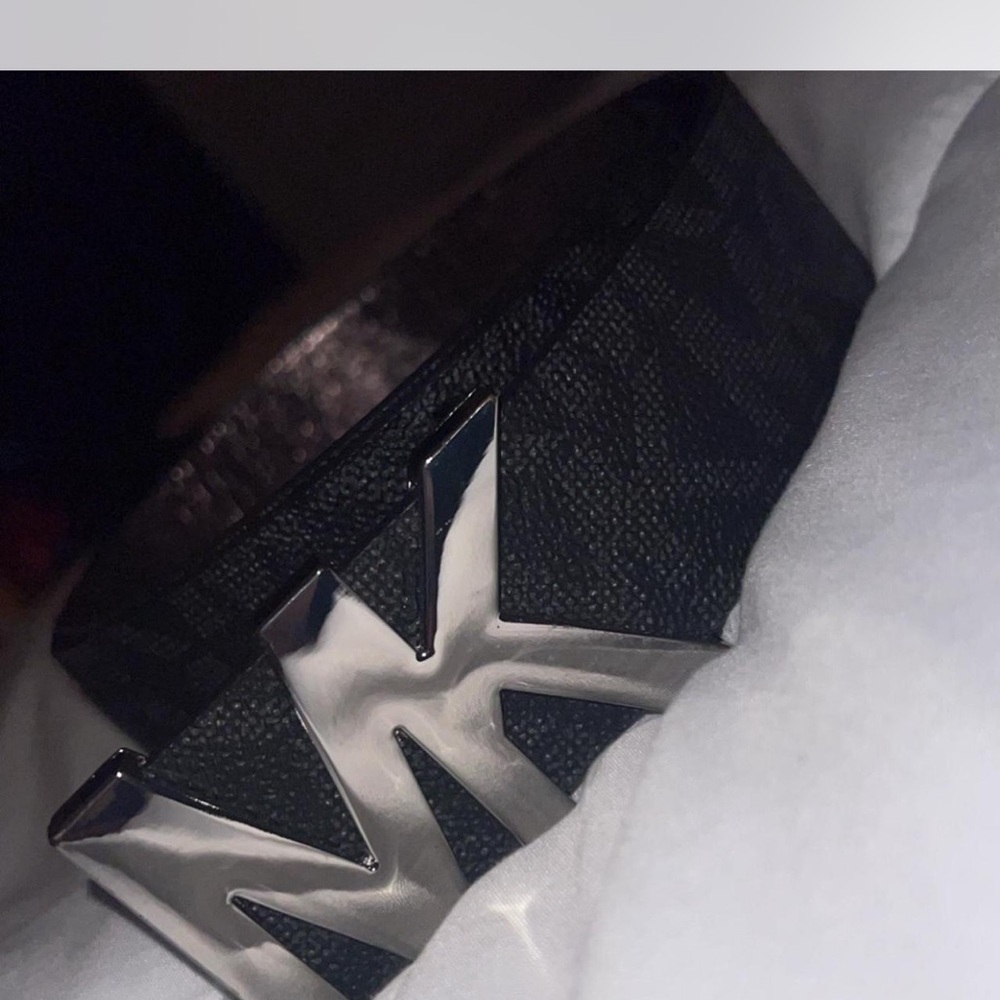 Michael Kors Black Belt with Silver MK Logo
